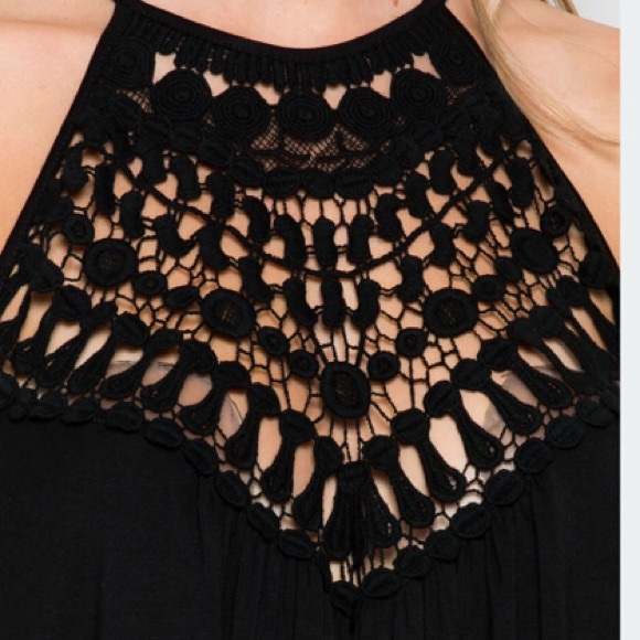 Black Loose Bodied Blouse With Crochet Detail - Picture 2 of 3